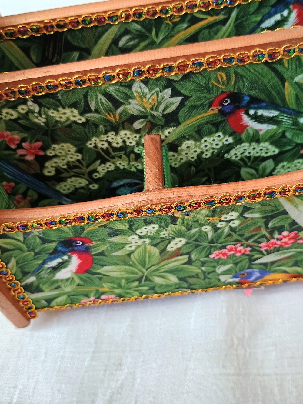 🩵 COTTAGE CORE 🩵 Handmade Wood Organizer W Nature Theme, Lazy Susan, Bird Core